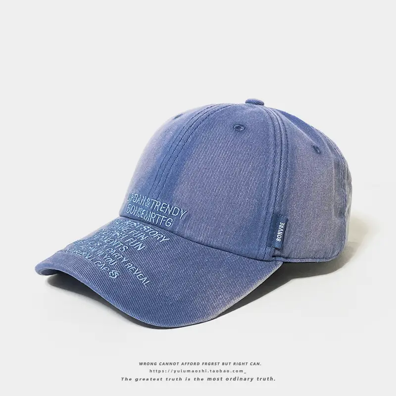 American Style Vintage Washed Denim Letter Embroidered Baseball Cap Women's Wide Brim Soft Top Shade Cap Men's Instagram Fashion — feature 15