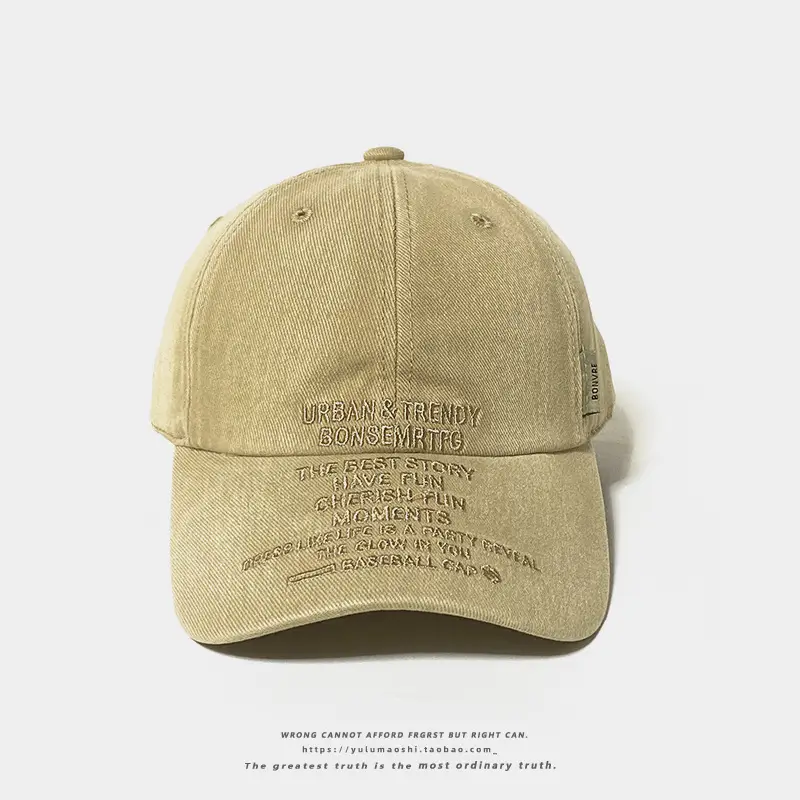 American Style Vintage Washed Denim Letter Embroidered Baseball Cap Women's Wide Brim Soft Top Shade Cap Men's Instagram Fashion — feature 17