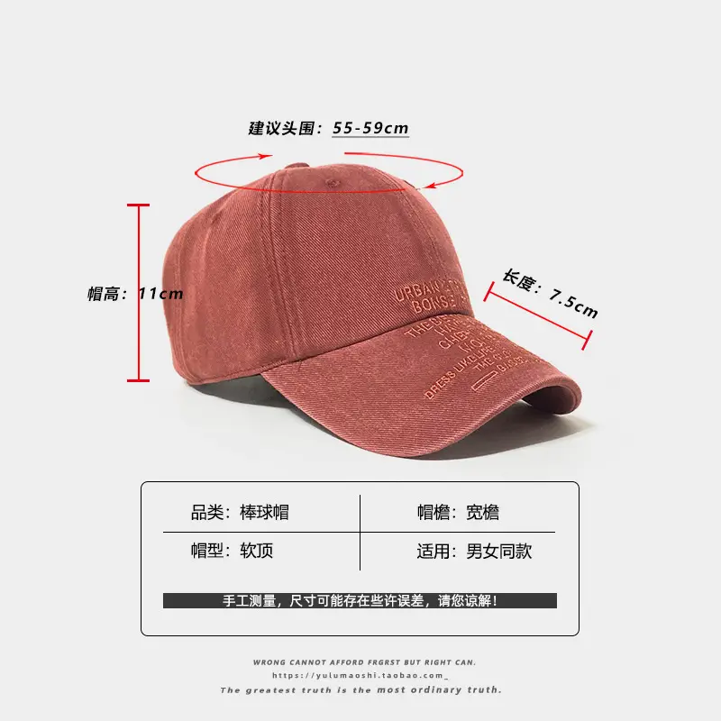American Style Vintage Washed Denim Letter Embroidered Baseball Cap Women's Wide Brim Soft Top Shade Cap Men's Instagram Fashion — feature 2