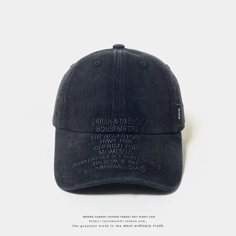 American Style Vintage Washed Denim Letter Embroidered Baseball Cap Women's Wide Brim Soft Top Shade Cap Men's Instagram Fashion — feature 20