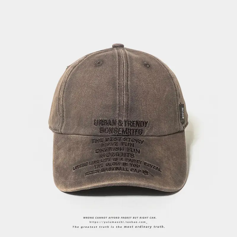 American Style Vintage Washed Denim Letter Embroidered Baseball Cap Women's Wide Brim Soft Top Shade Cap Men's Instagram Fashion - Image 5
