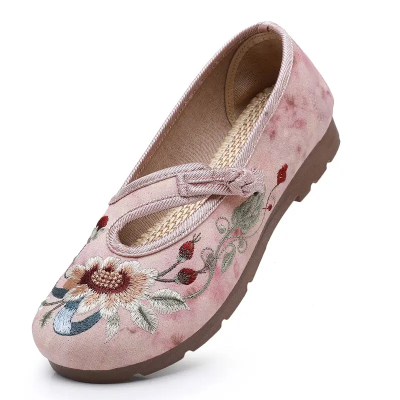 Retro Chinese Style Hanfu Shoes Old Beijing Cloth Shoes Women's Shallow Mouth Breathable Ethnic Style Embroidered Shoes Comfortable Soft Sole Mother Shoes - Image 7