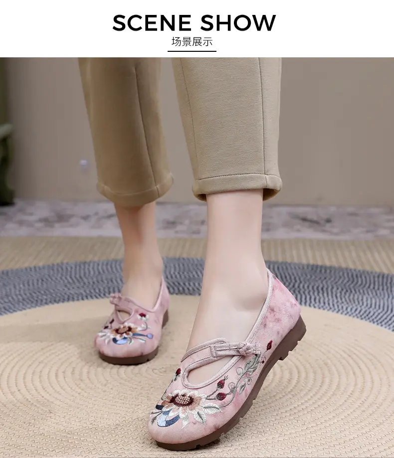 Retro Chinese Style Hanfu Shoes Old Beijing Cloth Shoes Women's Shallow Mouth Breathable Ethnic Style Embroidered Shoes Comfortable Soft Sole Mother Shoes — feature 12