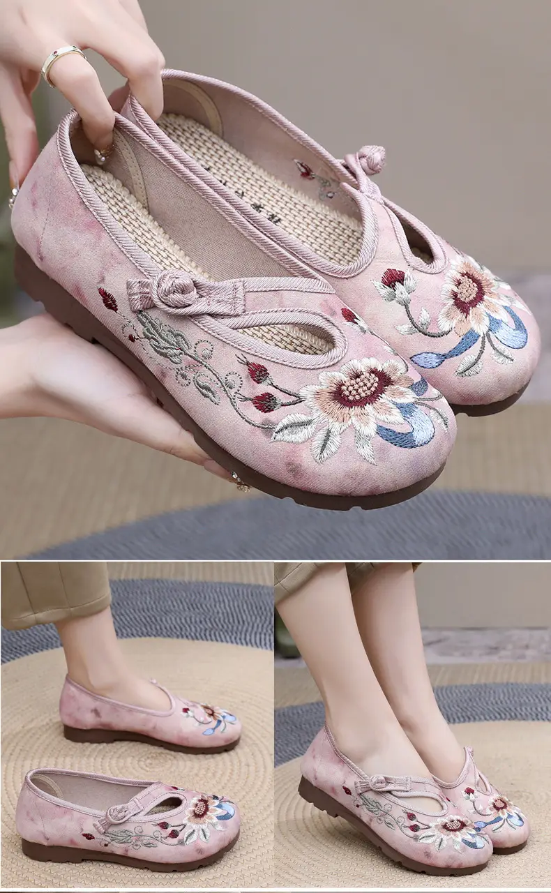 Retro Chinese Style Hanfu Shoes Old Beijing Cloth Shoes Women's Shallow Mouth Breathable Ethnic Style Embroidered Shoes Comfortable Soft Sole Mother Shoes — feature 13