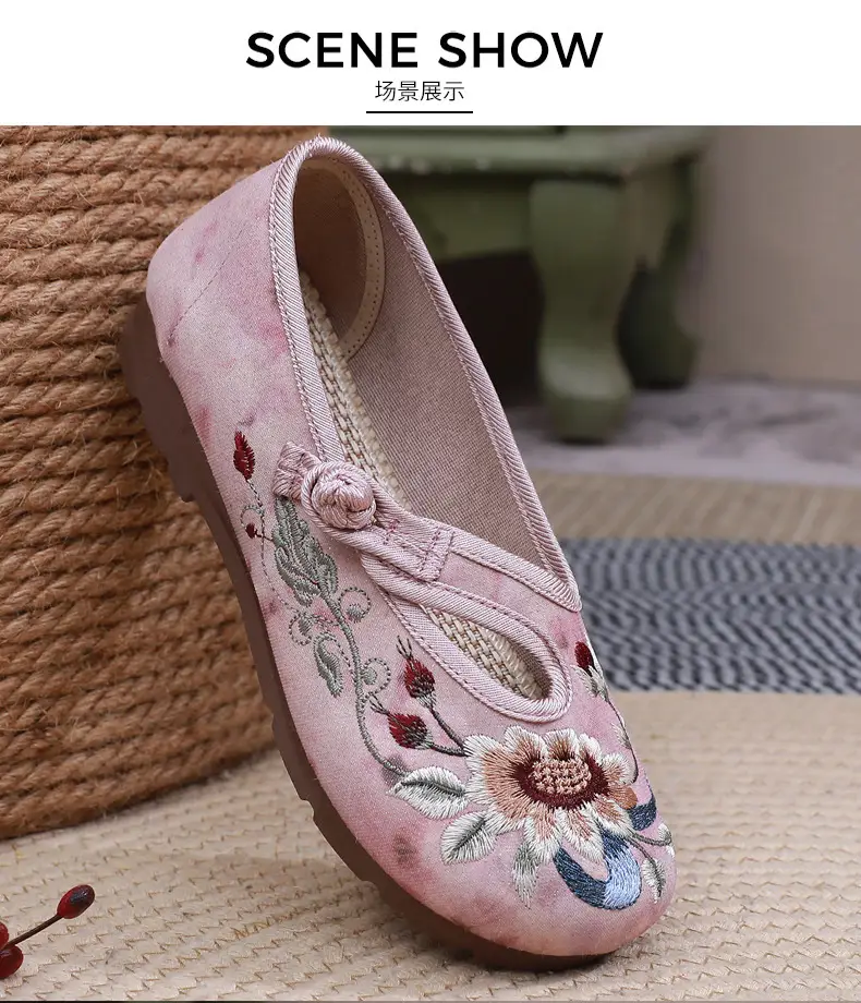 Retro Chinese Style Hanfu Shoes Old Beijing Cloth Shoes Women's Shallow Mouth Breathable Ethnic Style Embroidered Shoes Comfortable Soft Sole Mother Shoes — feature 23