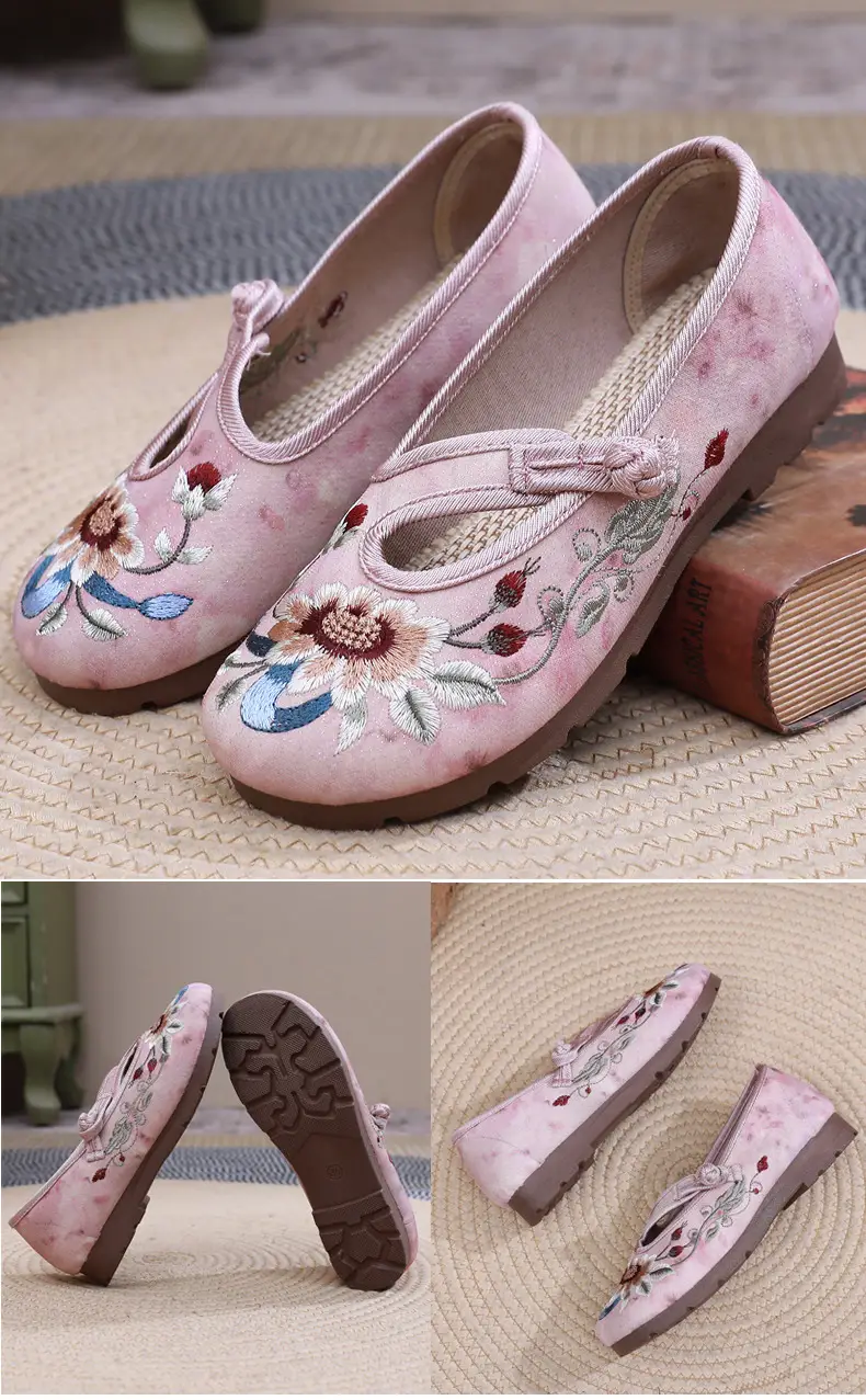 Retro Chinese Style Hanfu Shoes Old Beijing Cloth Shoes Women's Shallow Mouth Breathable Ethnic Style Embroidered Shoes Comfortable Soft Sole Mother Shoes — feature 24