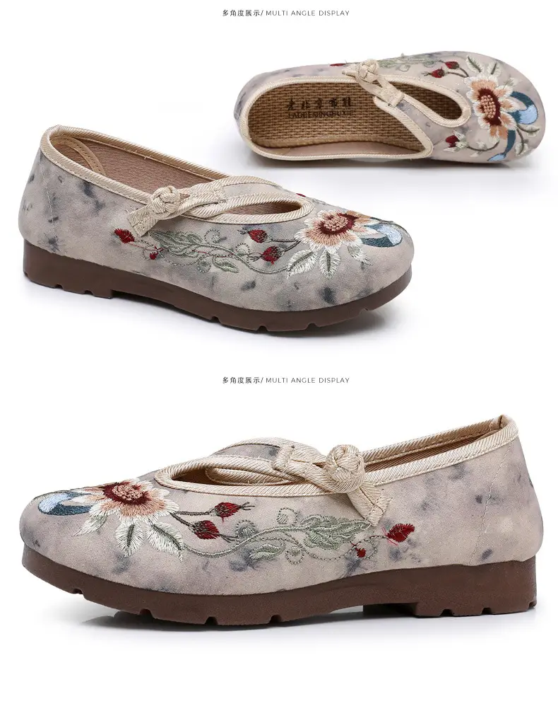 Retro Chinese Style Hanfu Shoes Old Beijing Cloth Shoes Women's Shallow Mouth Breathable Ethnic Style Embroidered Shoes Comfortable Soft Sole Mother Shoes — feature 36