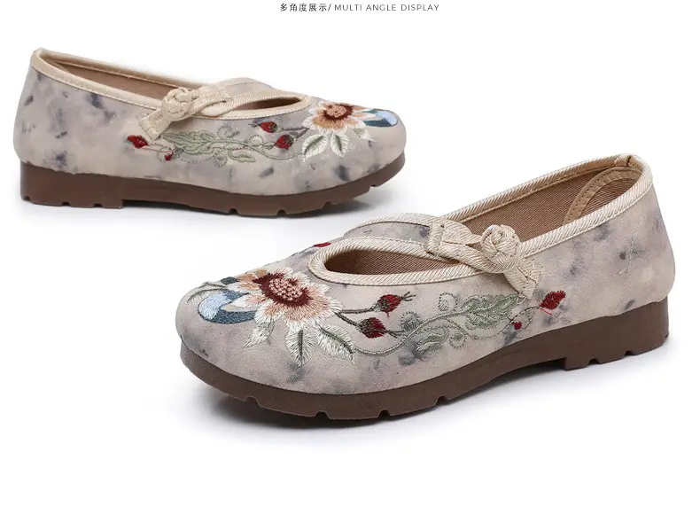 Retro Chinese Style Hanfu Shoes Old Beijing Cloth Shoes Women's Shallow Mouth Breathable Ethnic Style Embroidered Shoes Comfortable Soft Sole Mother Shoes — feature 37