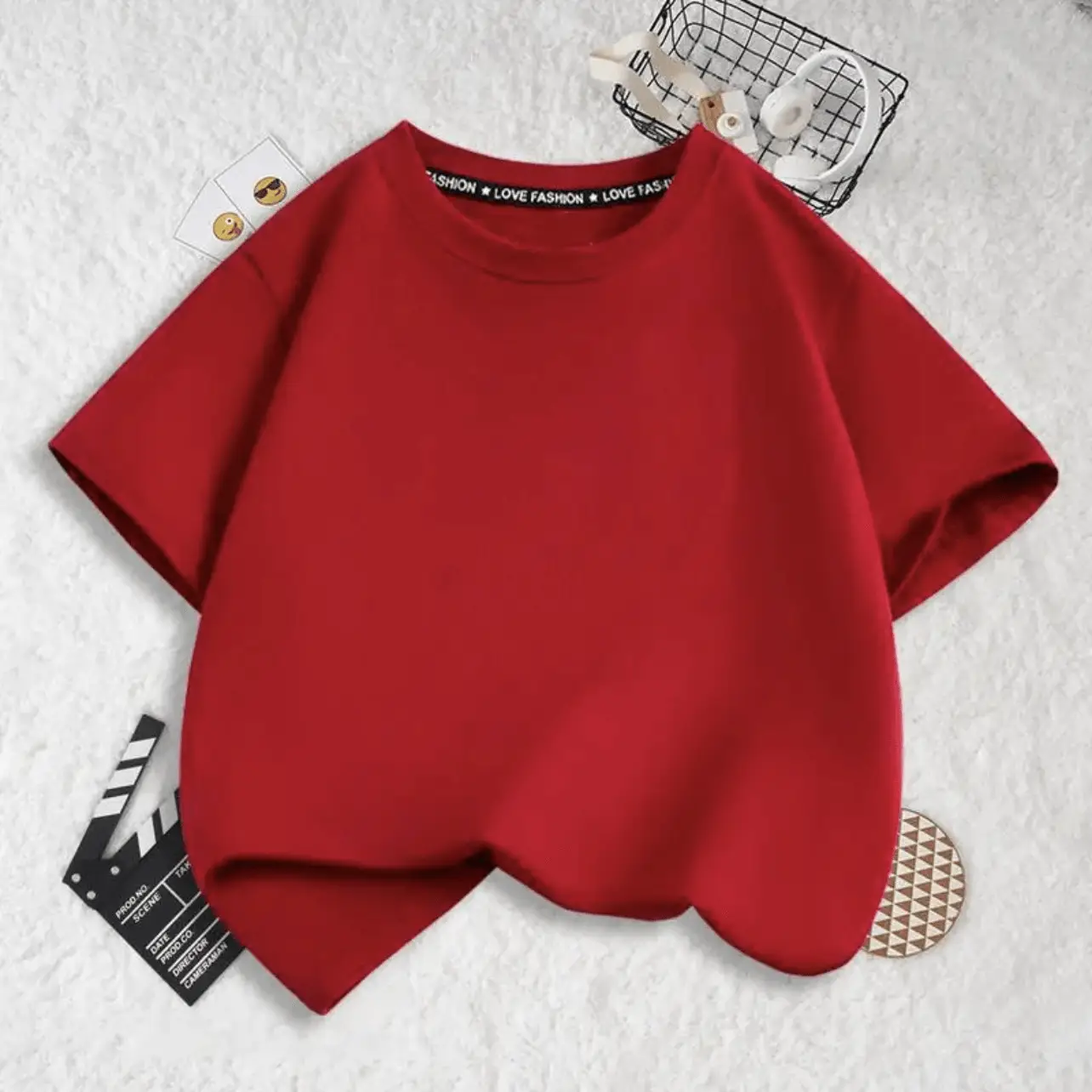 2025 Red Festive Cotton T-Shirt for Boys Girls