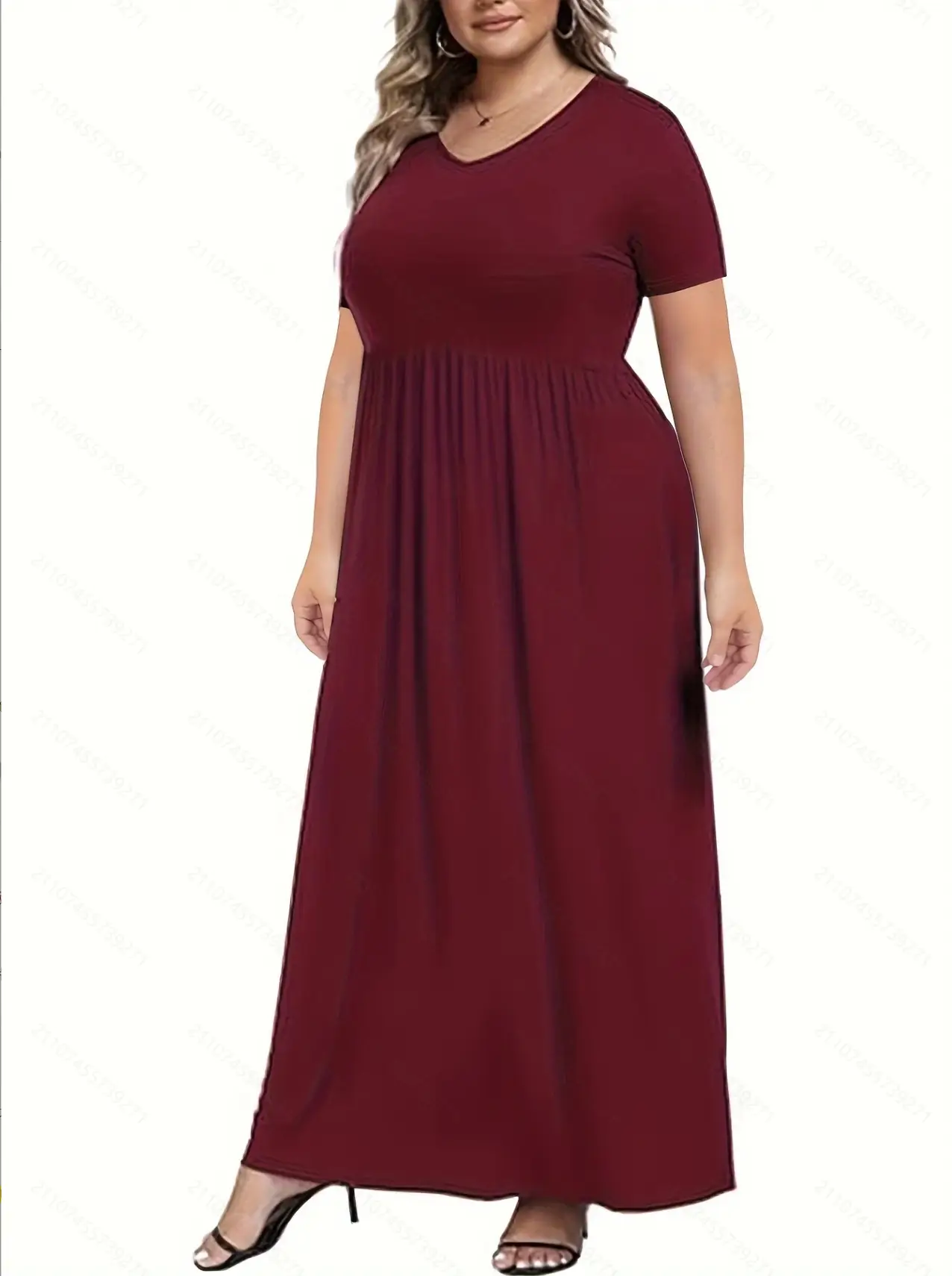Plus Size Black V-Neck Loose Dress — feature 8