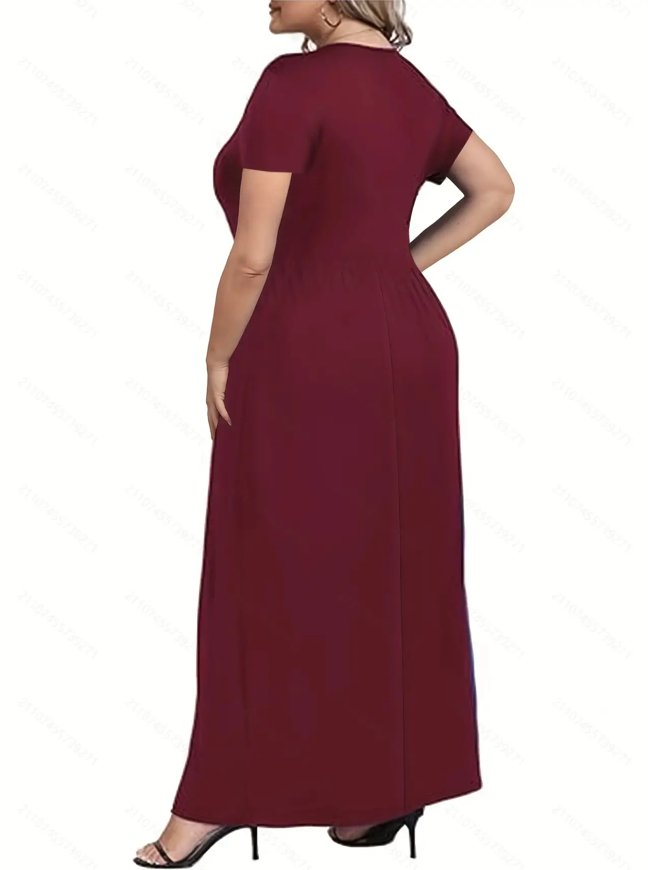 Plus Size Black V-Neck Loose Dress — feature 9