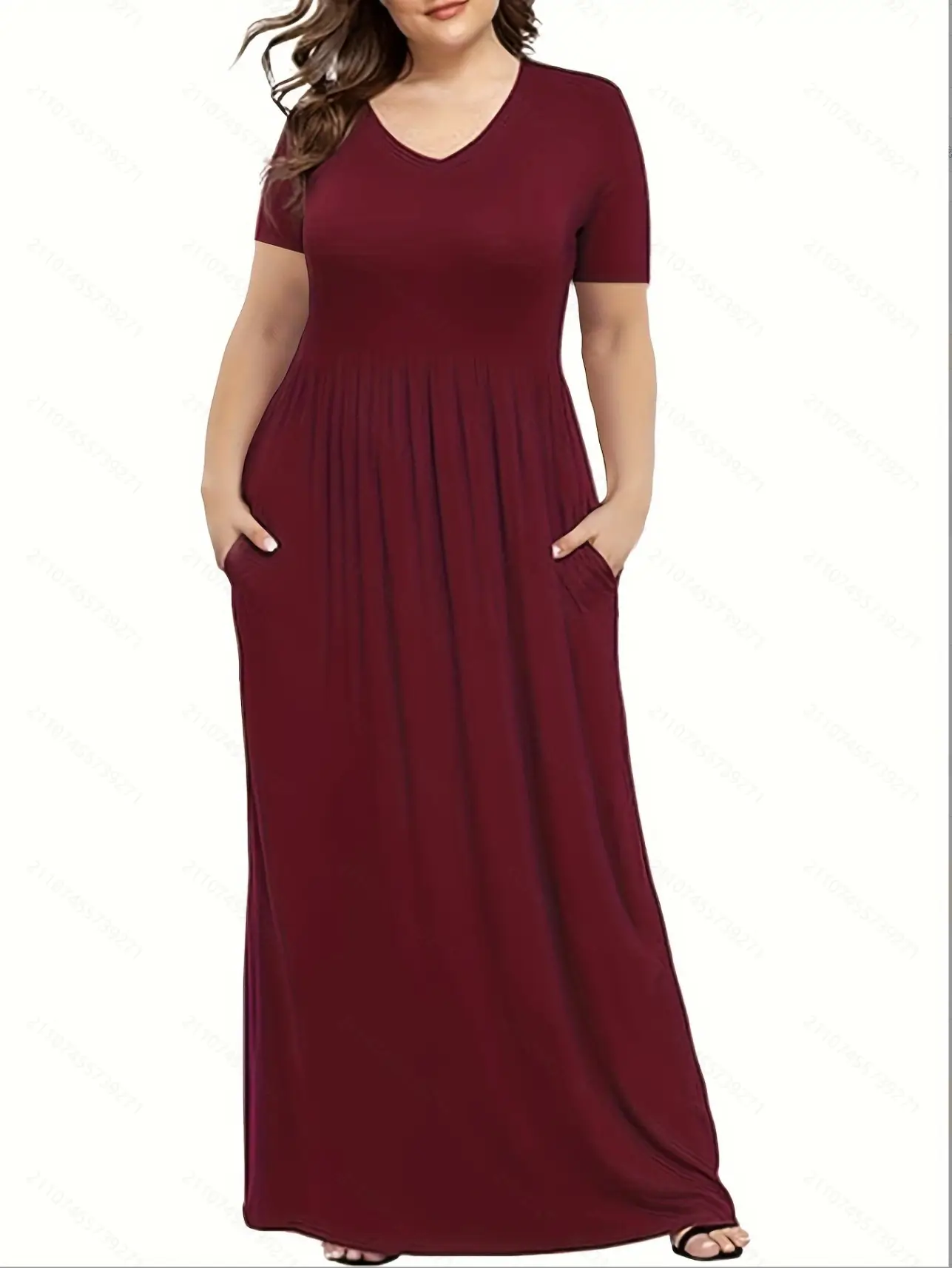 Plus Size Black V-Neck Loose Dress - Image 2