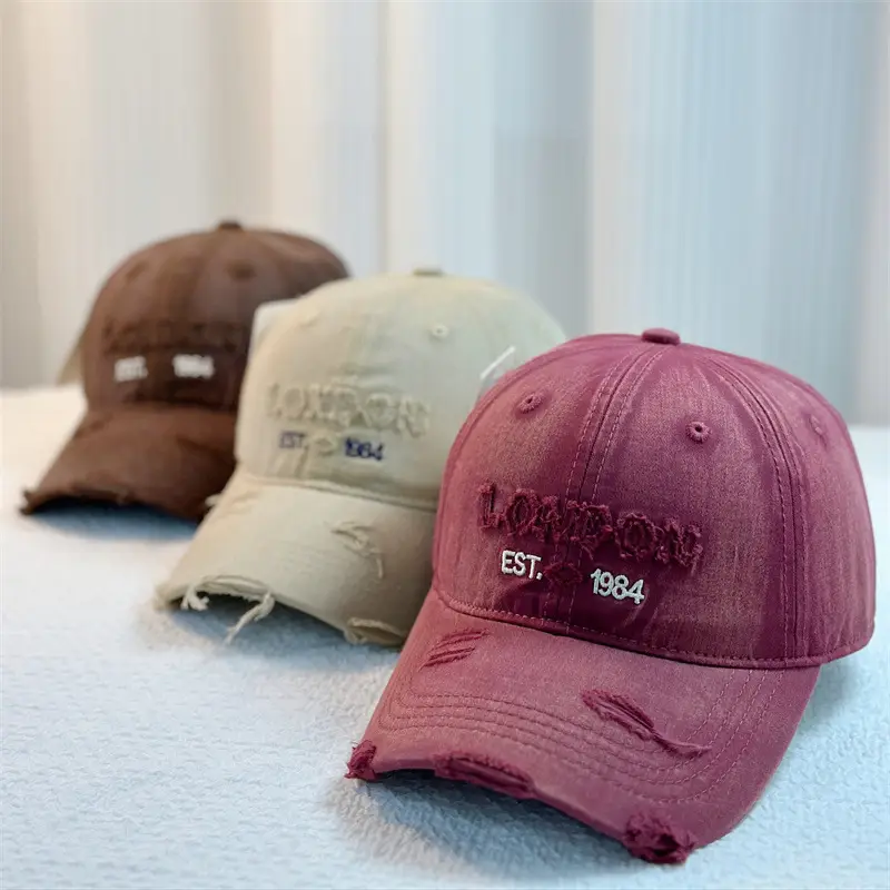 Brown Denim Washed Big Head Cap Women Men - Image 7