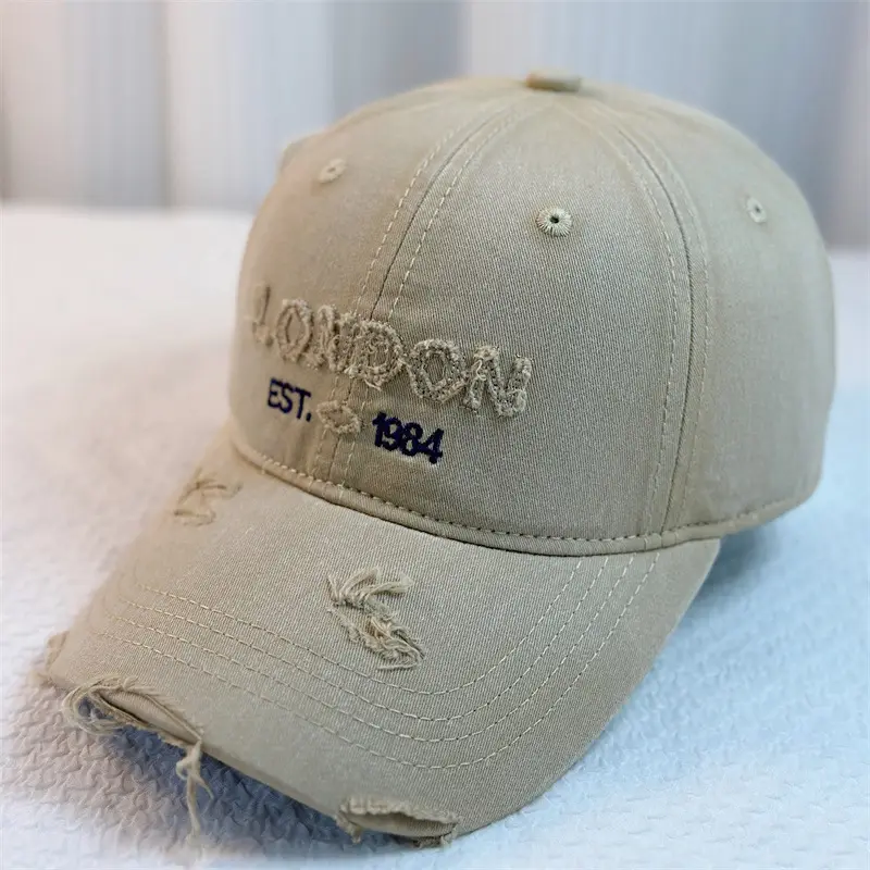 Brown Denim Washed Big Head Cap Women Men - Image 2