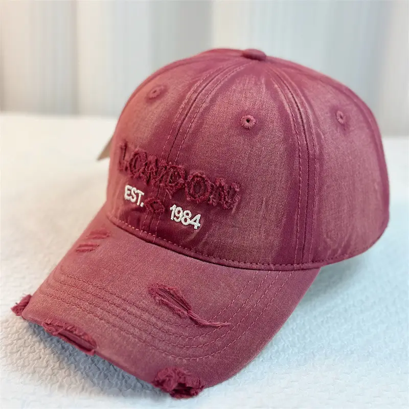 Brown Denim Washed Big Head Cap Women Men - Image 5