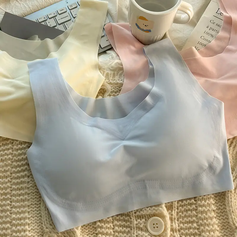 Traceless Ice Silk Underwear Female Girl's Sling Sports Bra without Steel Rings Students Gather Tube Top Tender Temperament Vest