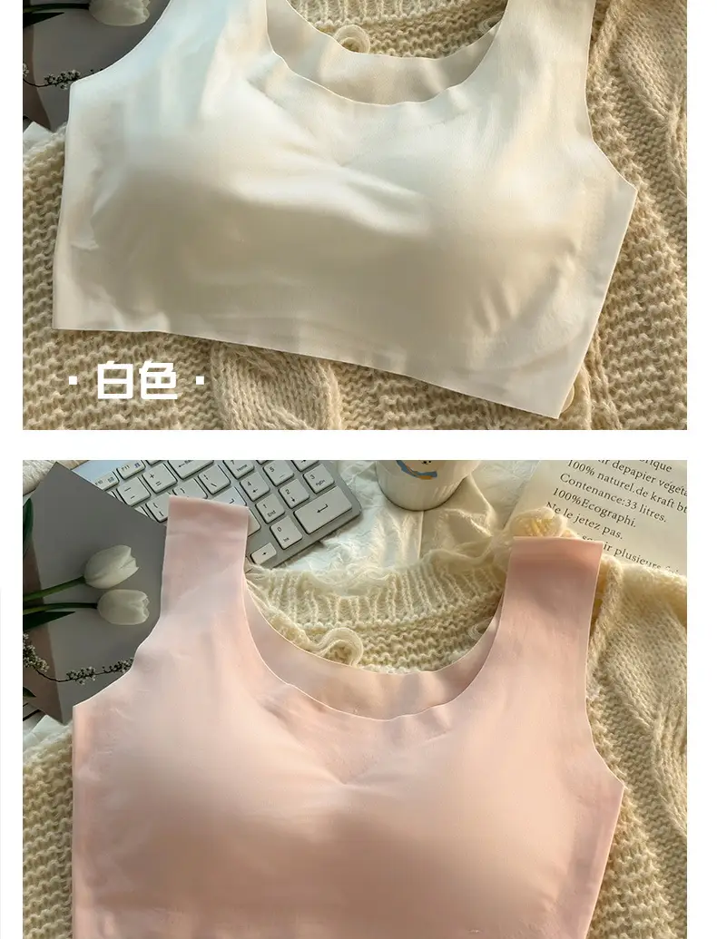 Traceless Ice Silk Underwear Female Girl's Sling Sports Bra without Steel Rings Students Gather Tube Top Tender Temperament Vest — feature 13