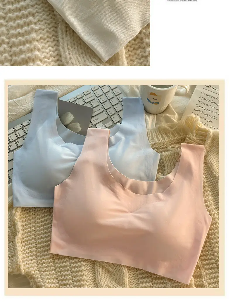 Traceless Ice Silk Underwear Female Girl's Sling Sports Bra without Steel Rings Students Gather Tube Top Tender Temperament Vest — feature 20