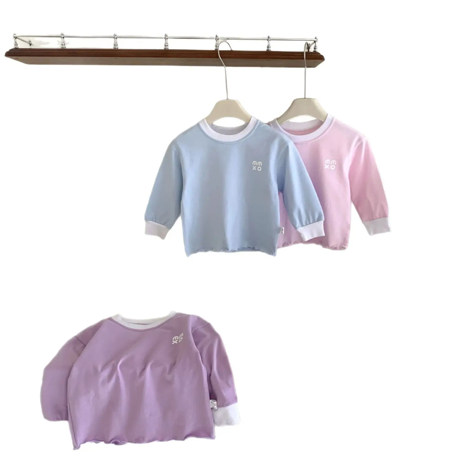 Children's Long Sleeve T-Shirt Solid Beige Spring Base - Image 15
