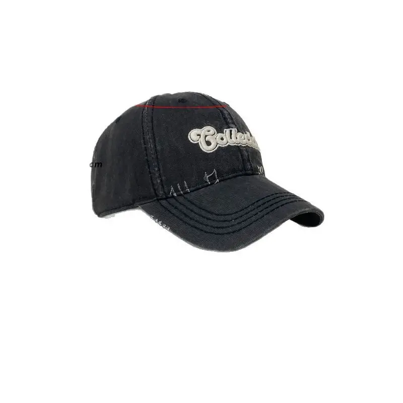 Women Retro Baseball Cap Pink Embroidered Small Letter - Image 11