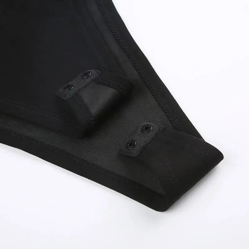 Korean Street Style Women's Black One-Piece Triangle Patchwork High-Waisted Top — feature 12