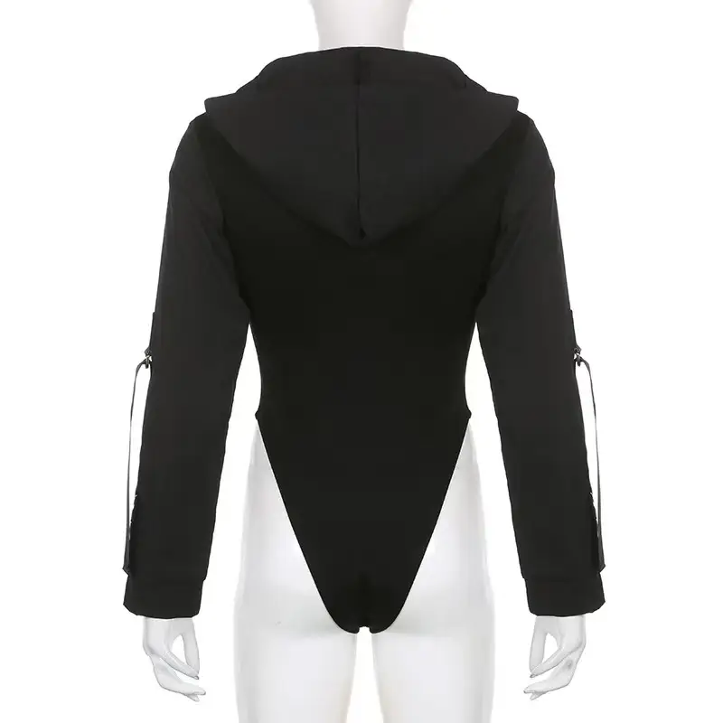 Korean Street Style Women's Black One-Piece Triangle Patchwork High-Waisted Top — feature 14