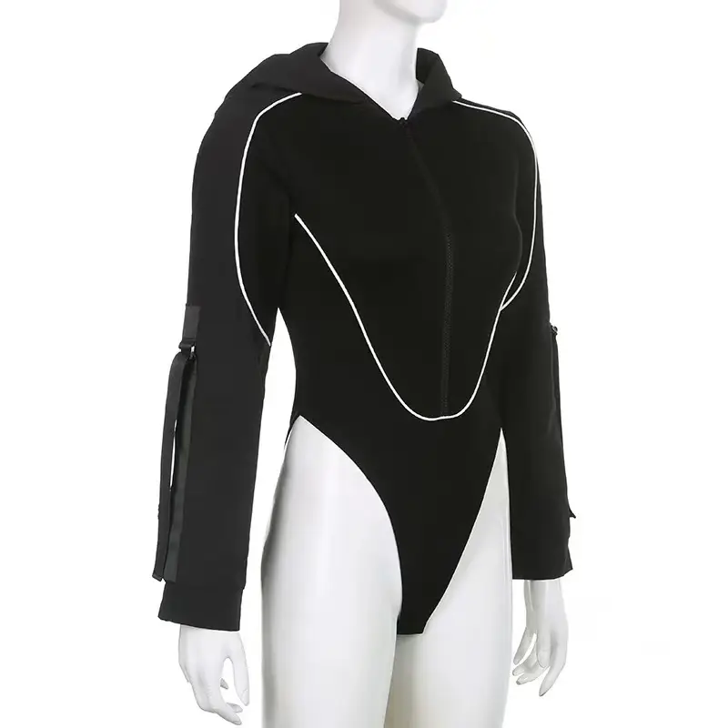 Korean Street Style Women's Black One-Piece Triangle Patchwork High-Waisted Top — feature 17
