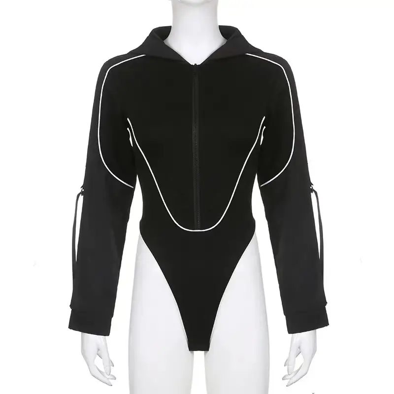Korean Street Style Women's Black One-Piece Triangle Patchwork High-Waisted Top — feature 18
