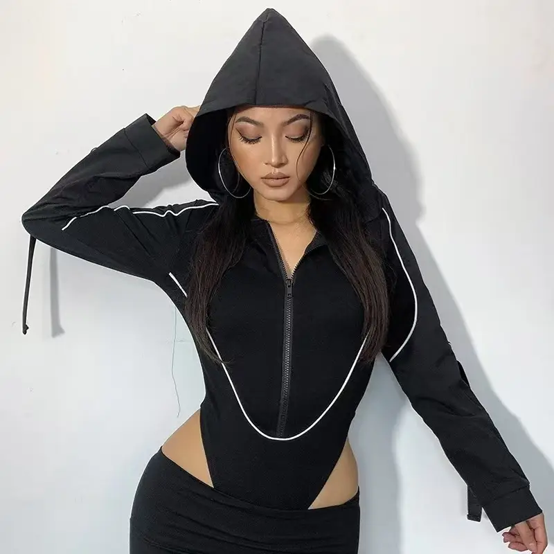 Korean Street Style Women's Black One-Piece Triangle Patchwork High-Waisted Top — feature 6
