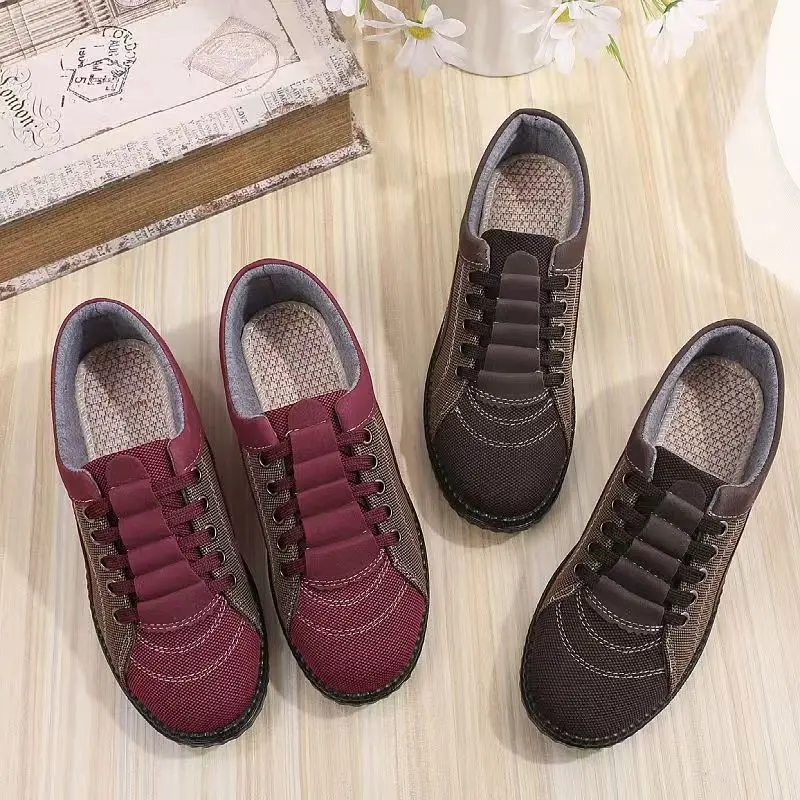 26 Spring and Autumn New Style Old Beijing Cloth Shoes for Women, Lightweight Non-Slip Flat Heel Granny Shoes, Soft Sole Comfortable Middle-Aged and Elderly Mom Shoes
