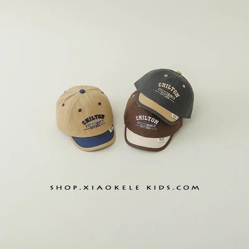 Kids Black Letter Embroidered Cap Spring Autumn - Image 6