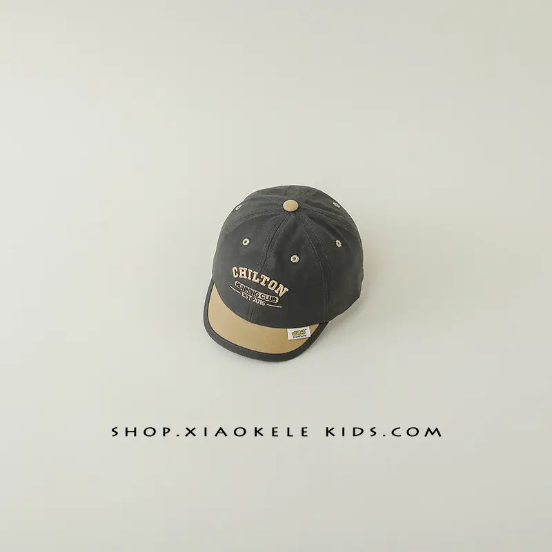 Kids Black Letter Embroidered Cap Spring Autumn - Image 3