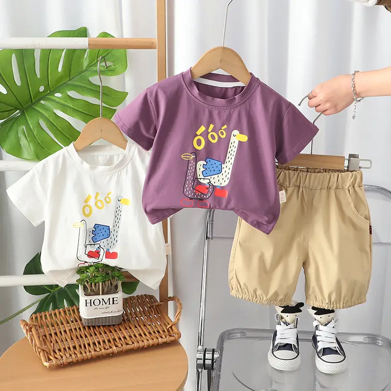 Kids Cotton T-Shirt Shorts Set Summer New 2025 - Image 3