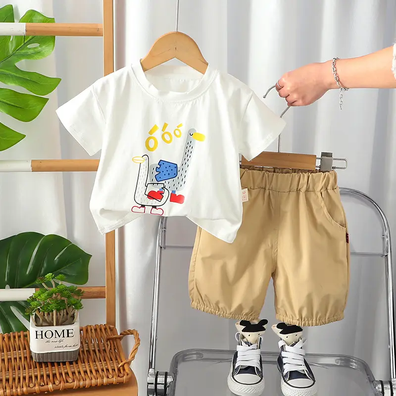 Kids Cotton T-Shirt Shorts Set Summer New 2025 - Image 2