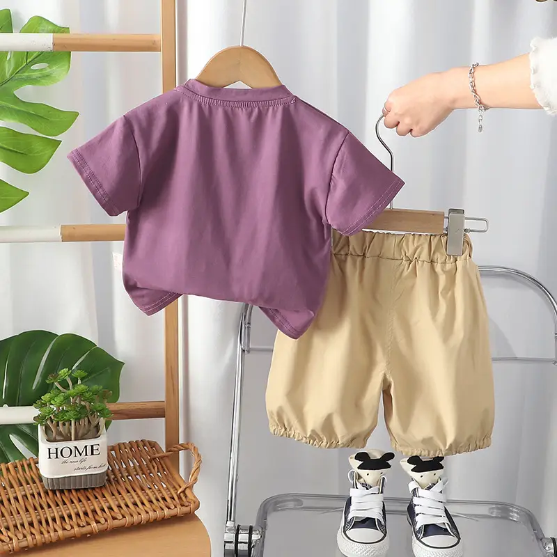 Kids Cotton T-Shirt Shorts Set Summer New 2025 - Image 4