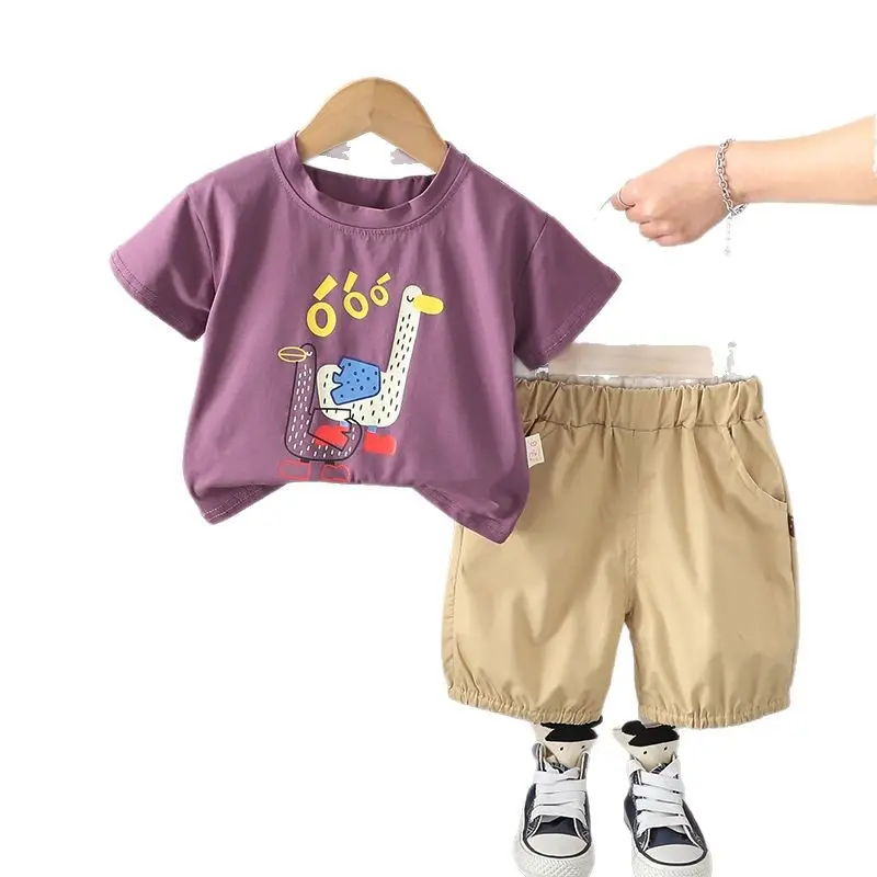 Kids Cotton T-Shirt Shorts Set Summer New 2025 - Image 5
