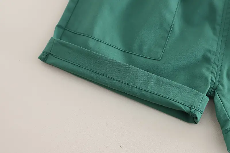 Children Cotton T-Shirt Shorts Set Green White Baby Summer — feature 16