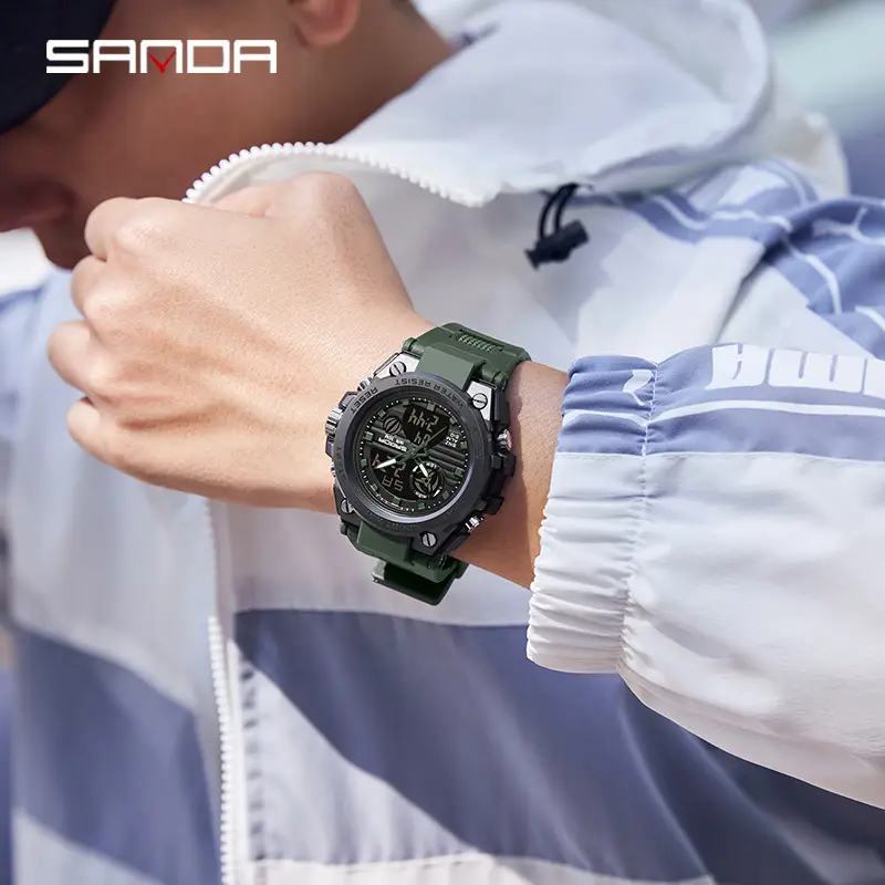 Sanda Military Wind Digital Sport Watch Black Large Dial - Image 60