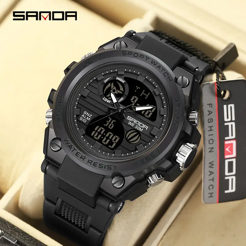 Sanda Military Wind Digital Sport Watch Black Large Dial - Image 61