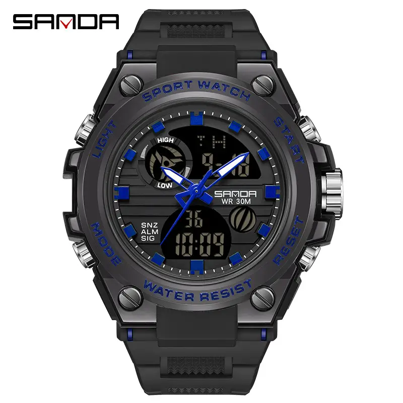 Sanda Military Wind Digital Sport Watch Black Large Dial - Image 3