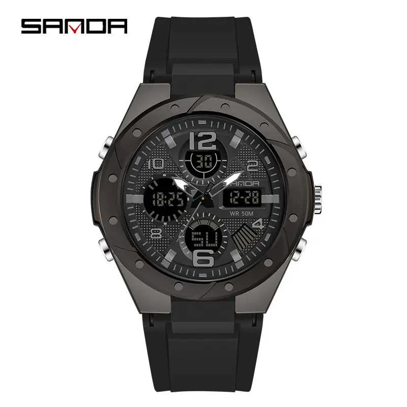 Sanda Military Wind Digital Sport Watch Black Large Dial - Image 35