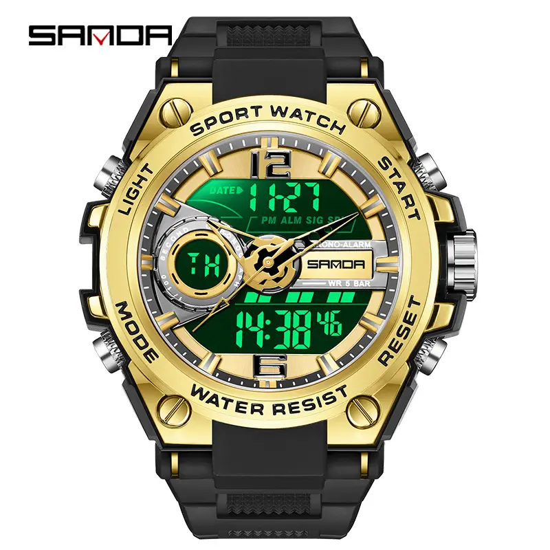Sanda Military Wind Digital Sport Watch Black Large Dial - Image 42
