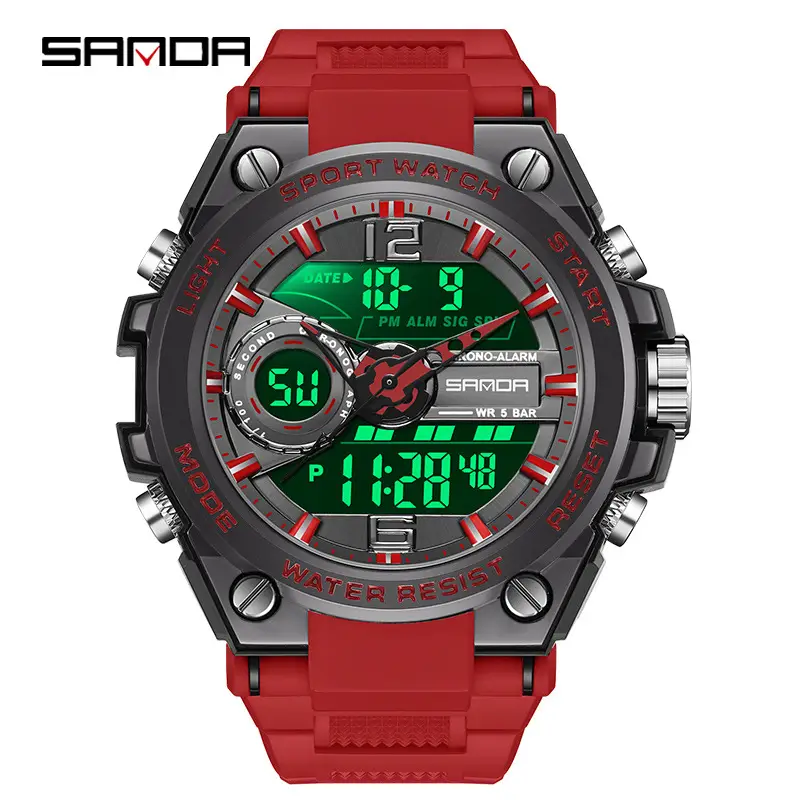 Sanda Military Wind Digital Sport Watch Black Large Dial - Image 44