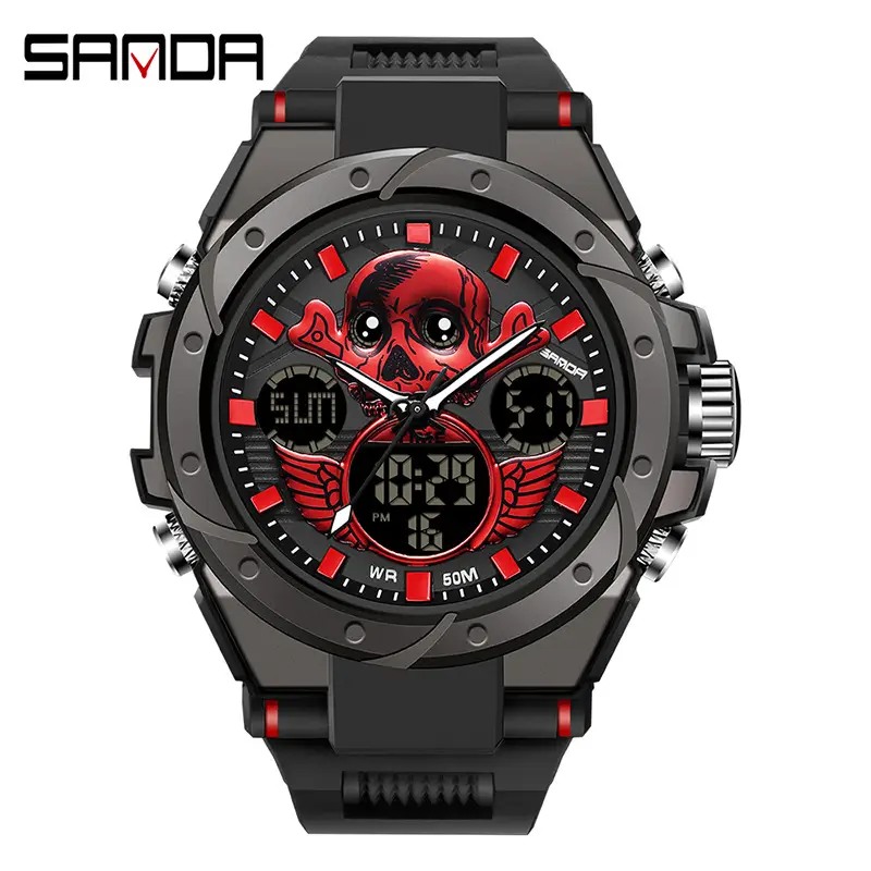 Sanda Military Wind Digital Sport Watch Black Large Dial - Image 49