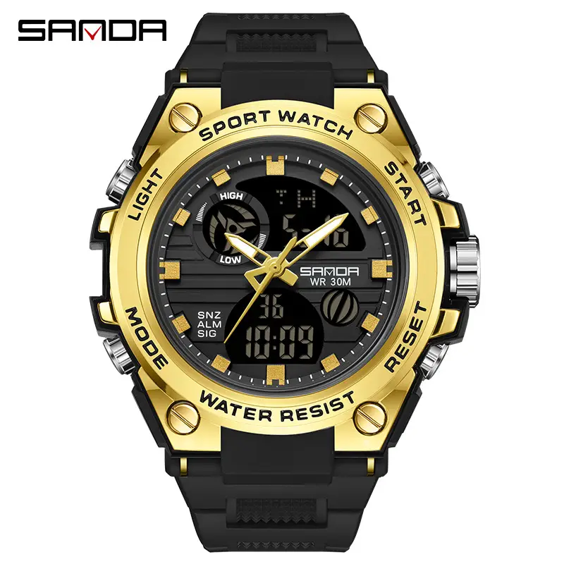 Sanda Military Wind Digital Sport Watch Black Large Dial - Image 5