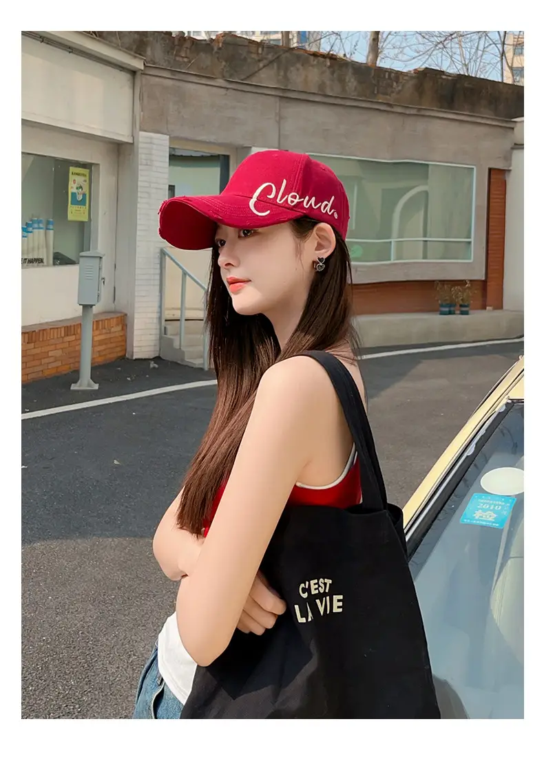 Clouds Embroidered Maroon Baseball Cap All Season — feature 12