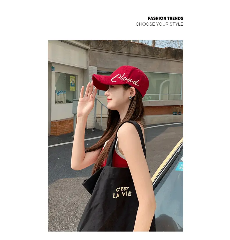 Clouds Embroidered Maroon Baseball Cap All Season — feature 13