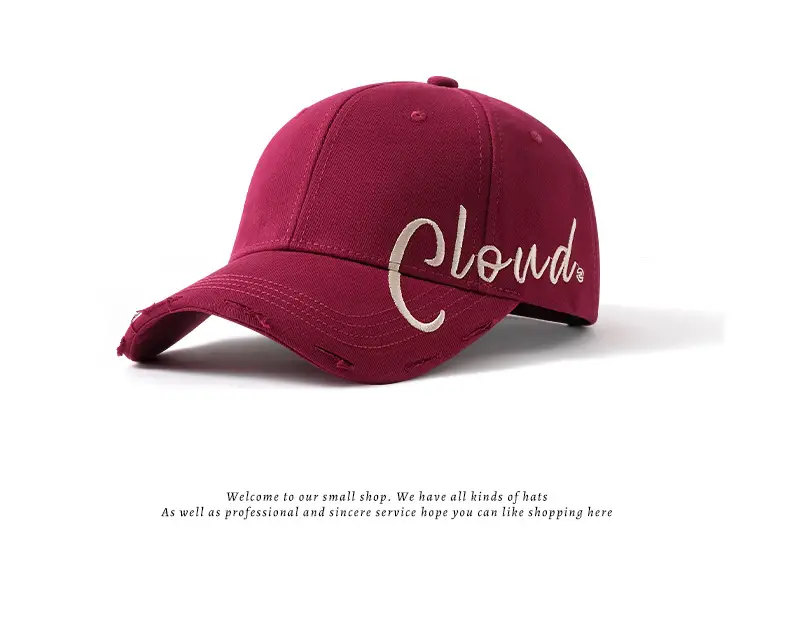 Clouds Embroidered Maroon Baseball Cap All Season — feature 16
