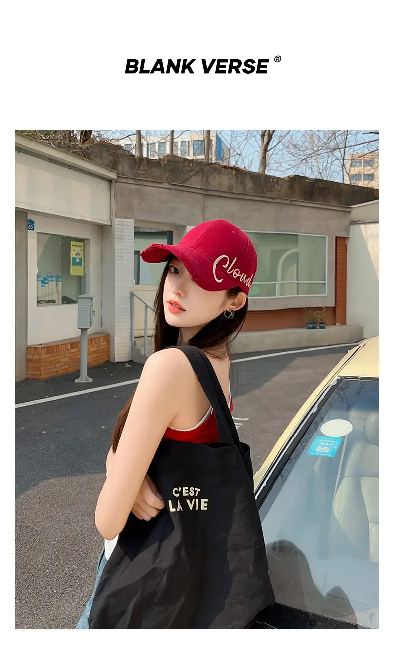 Clouds Embroidered Maroon Baseball Cap All Season — feature 4