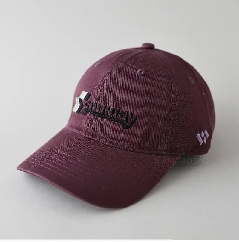 Maroon Vintage Letter Embroidered Baseball Cap Unisex - Image 4